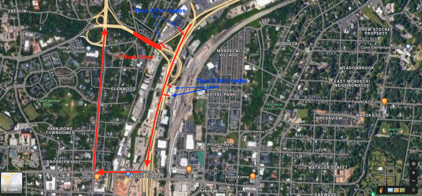 Section of Wade Avenue and Ramps To Be Closed From July 8 Through July